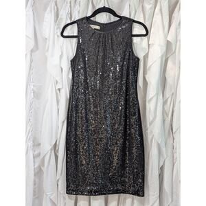 Black Sleeveless Sequined & Lined Sheath Dress by Evan Picone Size 4